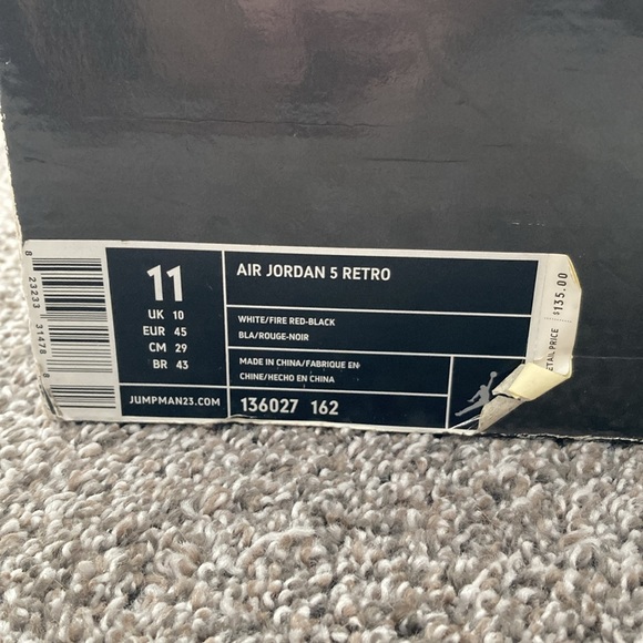 NWOT Air Jordan 5 Retro Fire Red (2006) US 11 - Picture 10 of 11